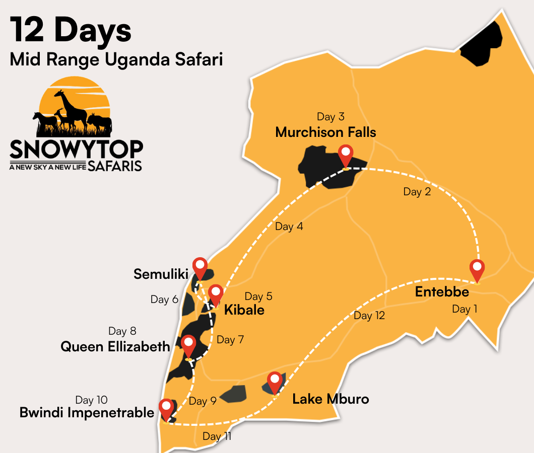 12 Days Mid-Range Uganda Safari