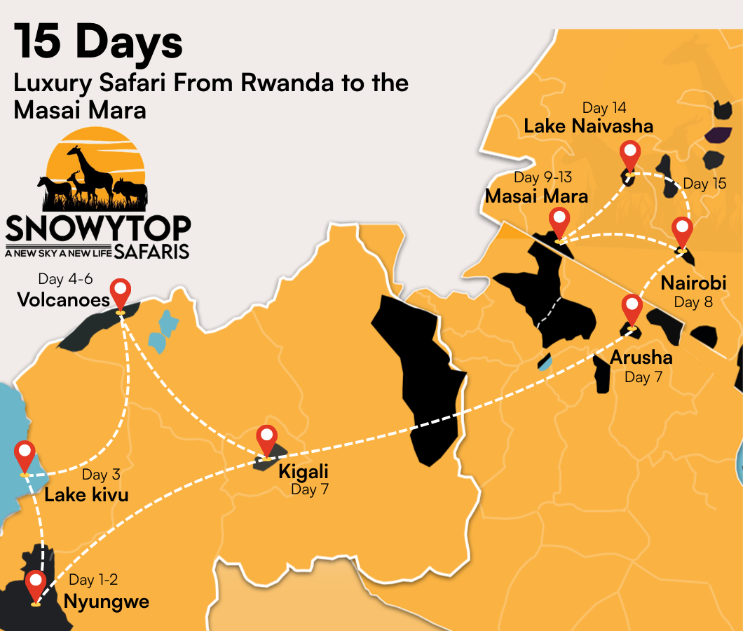 15 Days Luxury Safari from Rwanda to Kenya